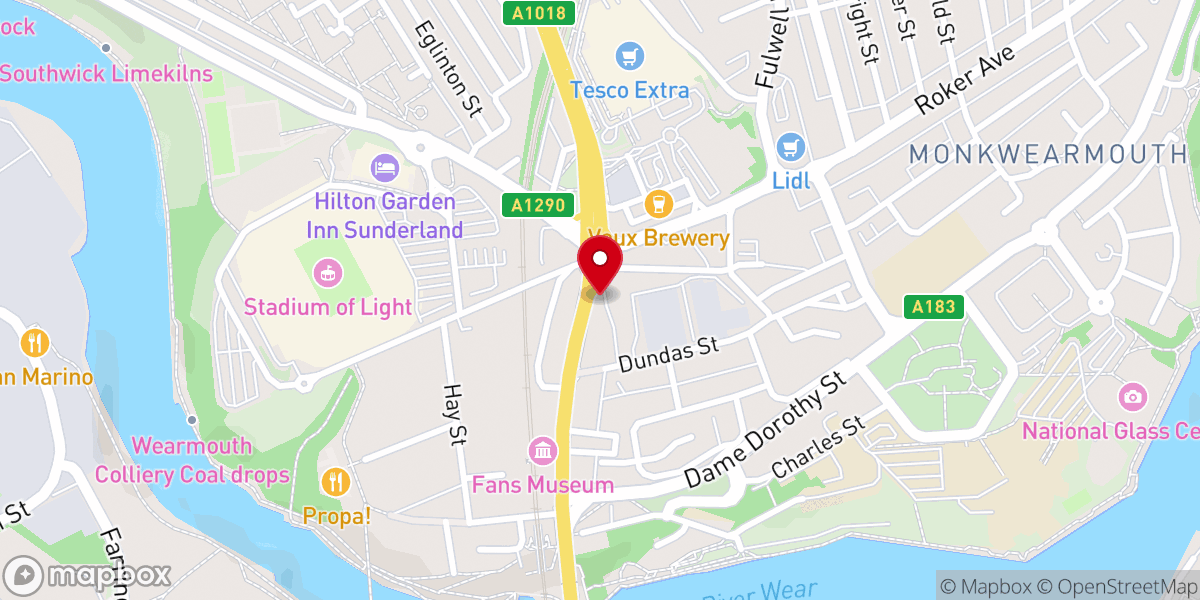 Map showing location of Potters House Christian Fellowship Church Sunderland