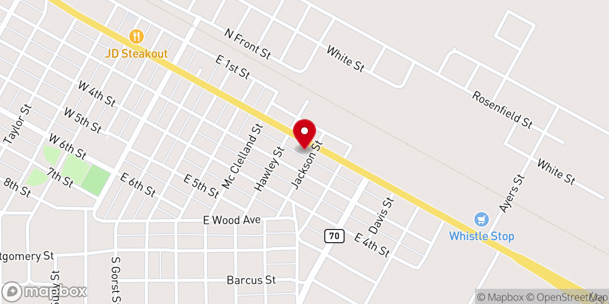 Map showing location of Calvary Baptist Church