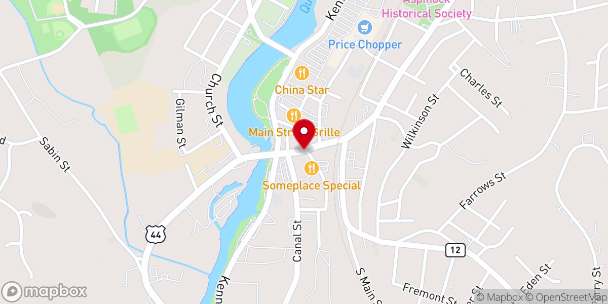 Map showing location of Downtown Putnam CT