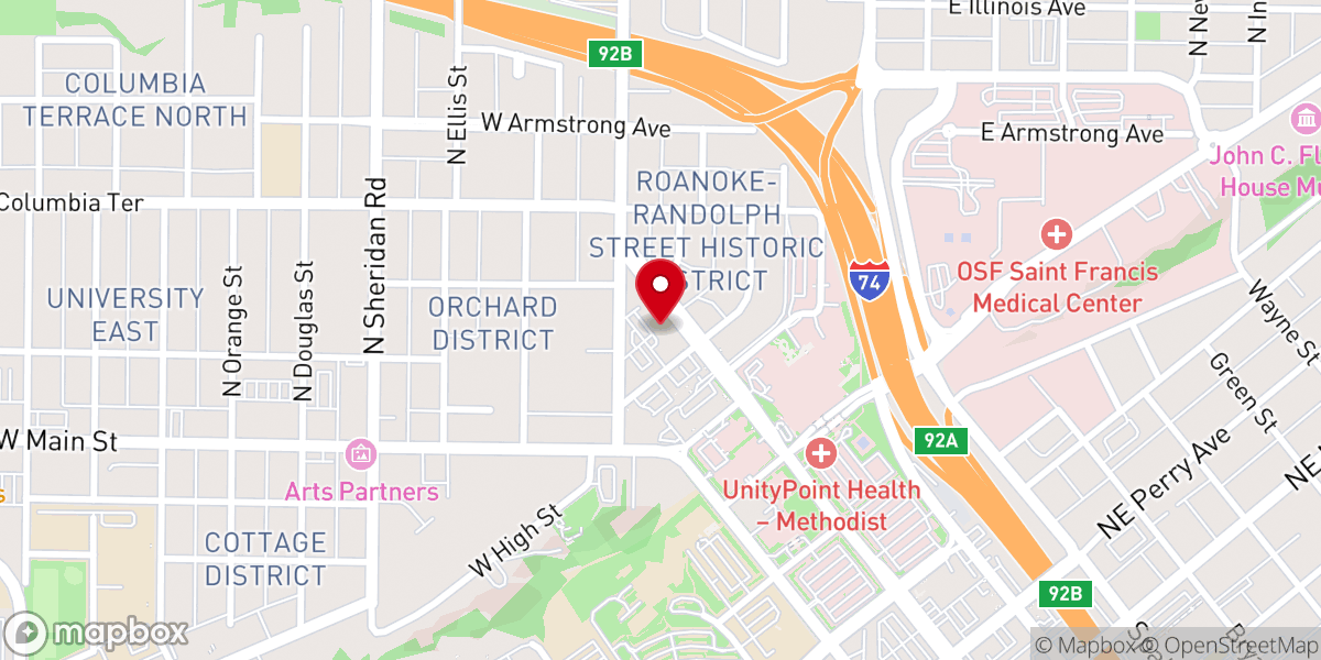 Map showing location of Trinity Lutheran Church