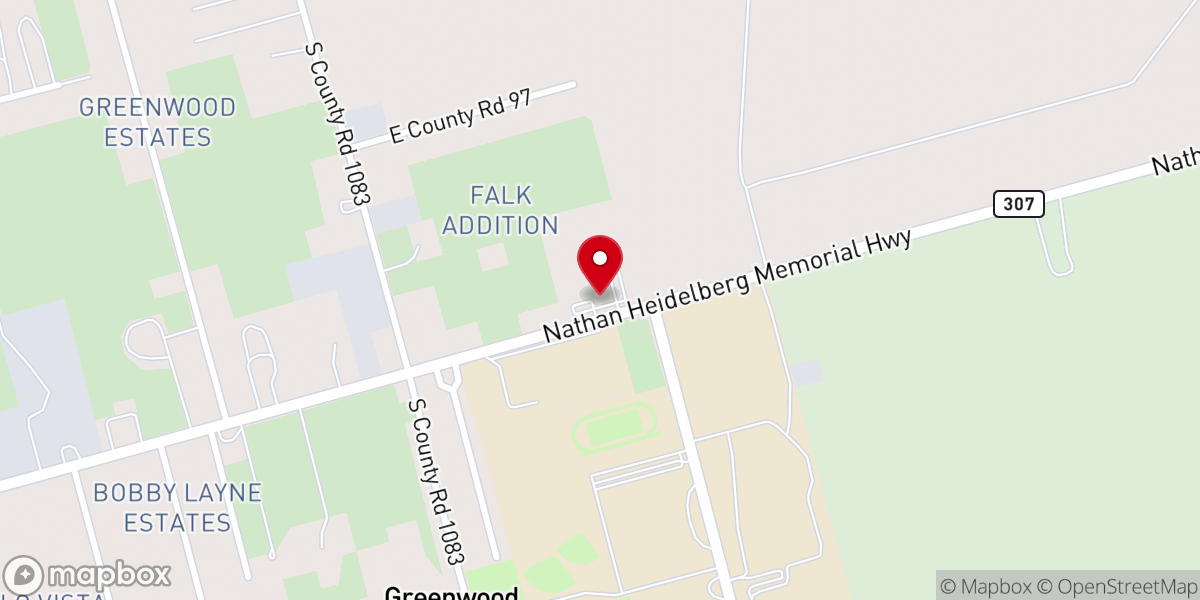 Map showing location of Greenwood Baptist Church