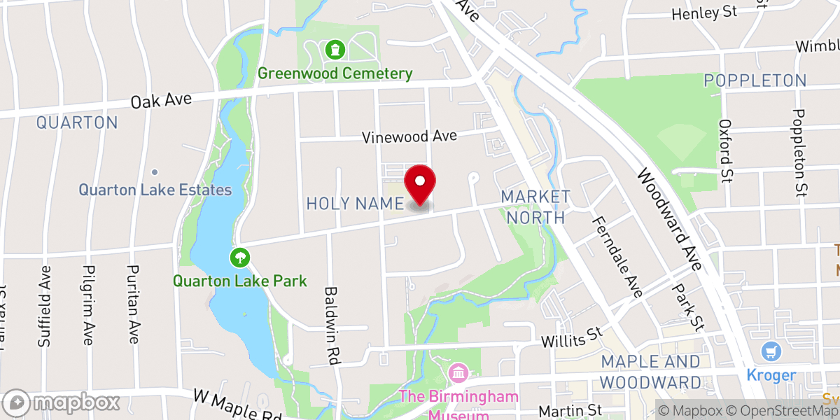 Map showing location of Holy Name Catholic Church