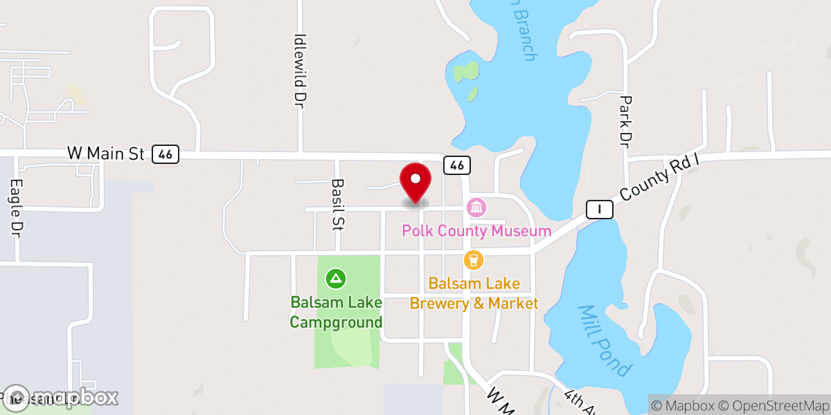 Map showing location of Balsam Lake