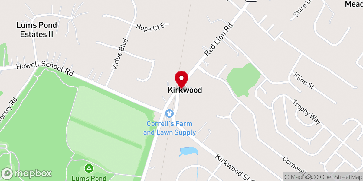 Map showing location of Kirkwood
