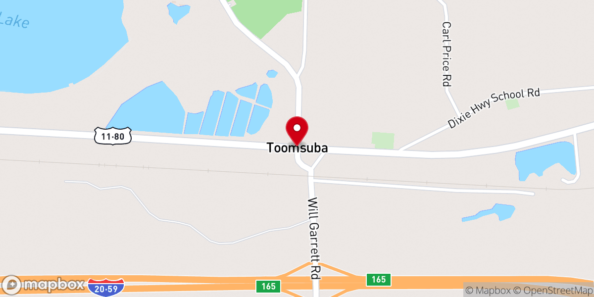 Map showing location of Toomsuba