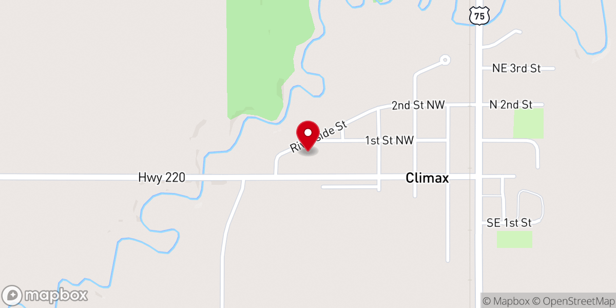 Map showing location of Climax Lutheran Church