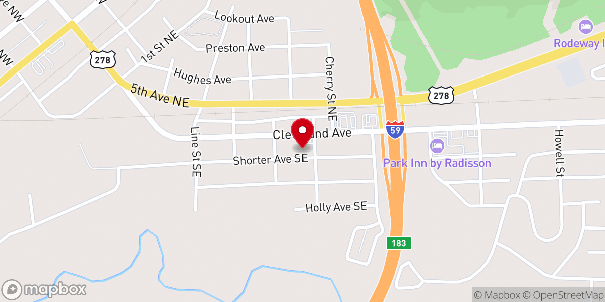 Map showing location of Mt Calvary Baptist Church