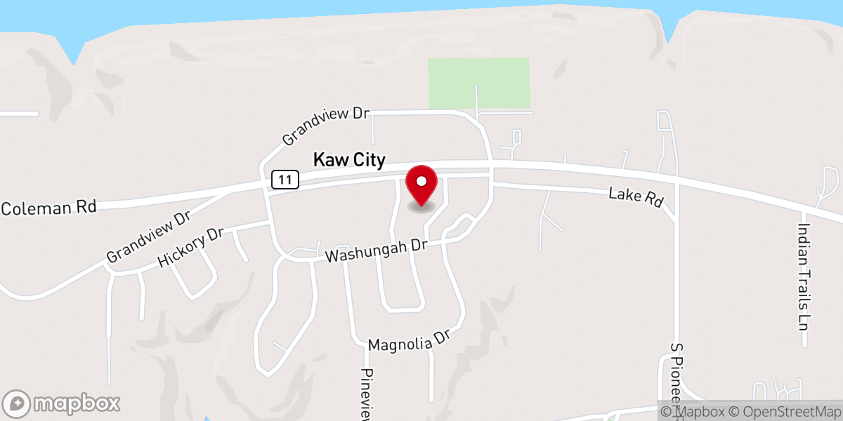 Map showing location of Community Building Kaw City