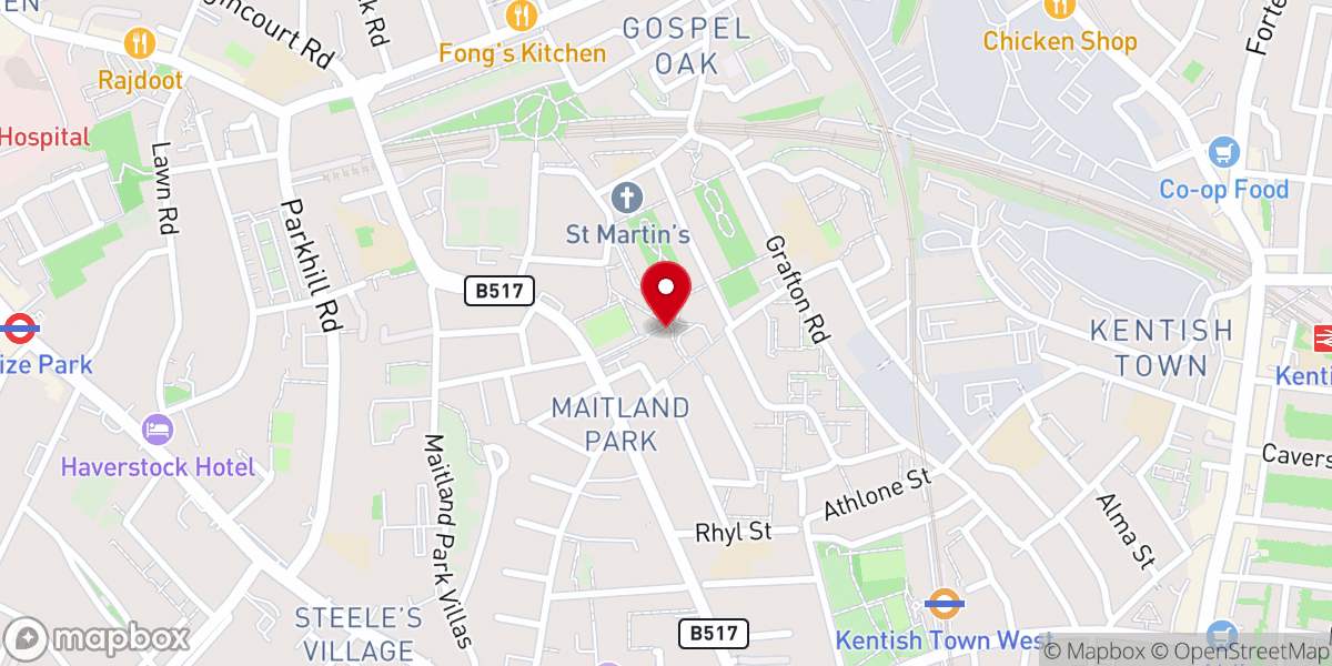 Map showing location of Jummah Salah in Queen's Crescent Community Association