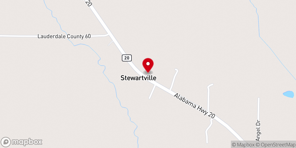 Map showing location of Stewartsville Church of Christ