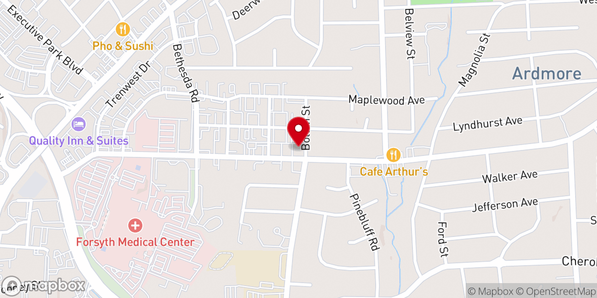 Map showing location of Forsyth Park Baptist Church