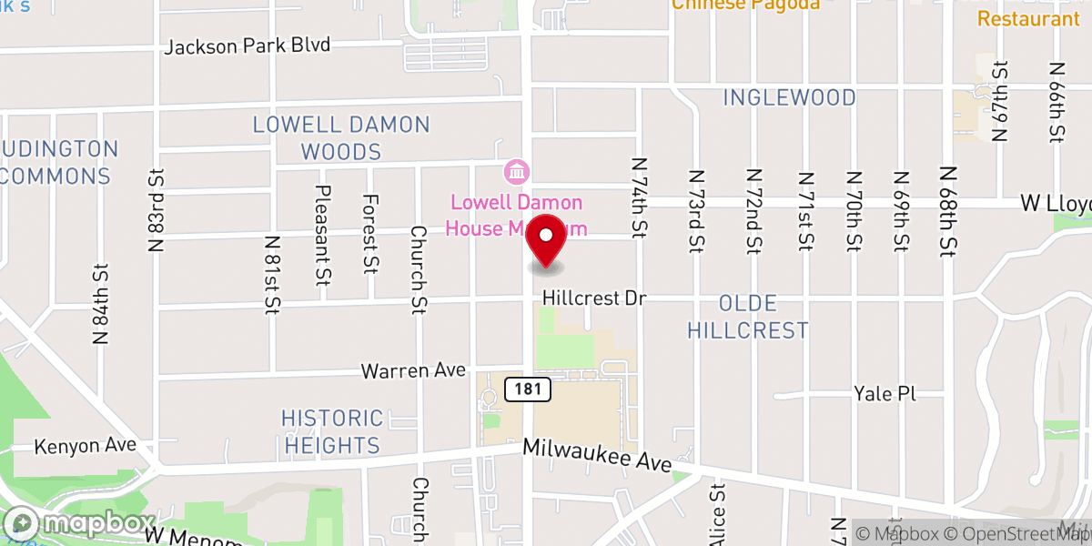 Map showing location of Underwood Memorial Baptist Church