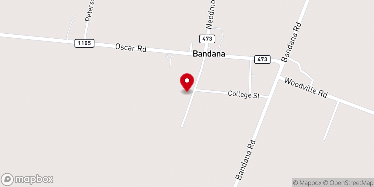 Map showing location of Bandana Baptist Church