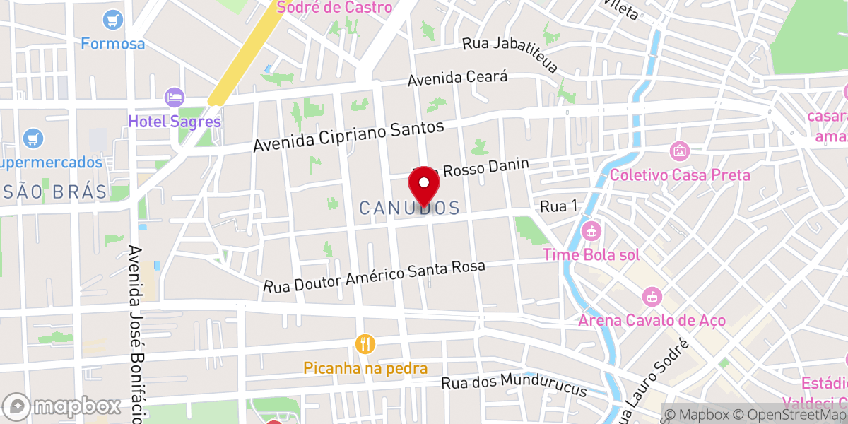 Map showing location of Primeira Igreja Batista em Canudos