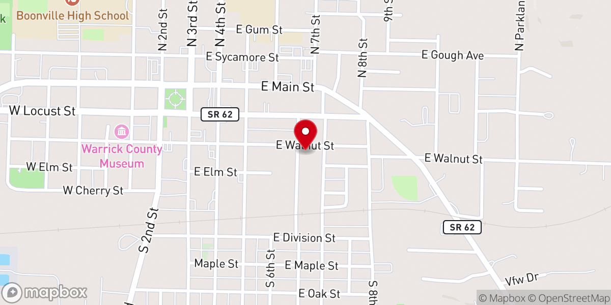 Map showing location of Boonville Wesleyan Church