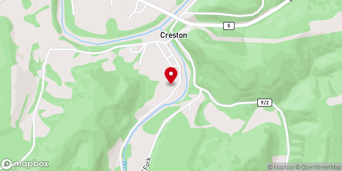 Map showing location of Creston Community Building