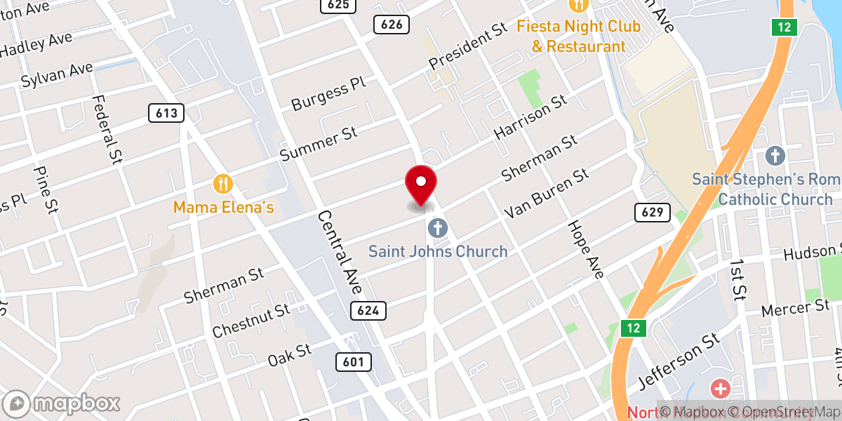 Map showing location of New Faith Baptist Church