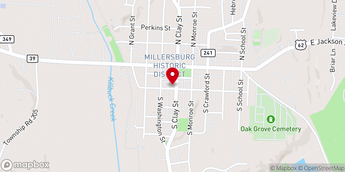 Map showing location of Millersburg First Presbyterian Church