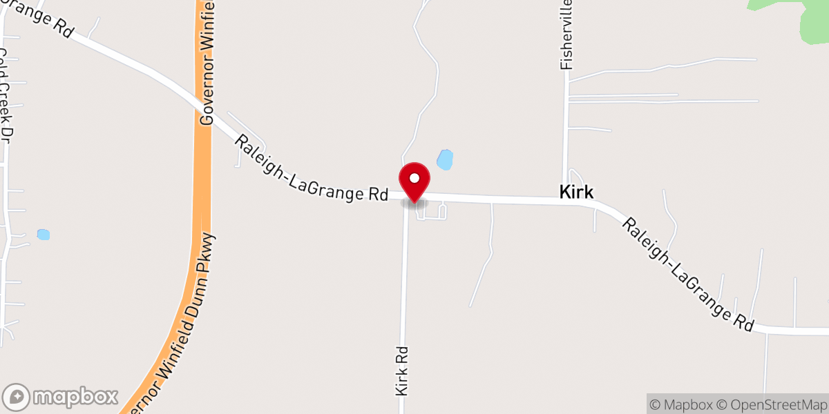 Map showing location of Kirk Baptist Church