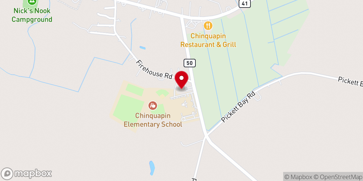 Map showing location of First Missionary Baptist Church of Chinquapin