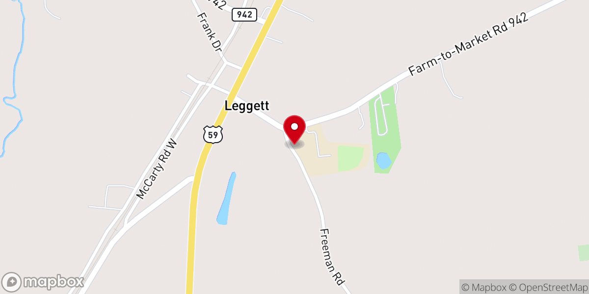 Map showing location of Leggett Baptist Church