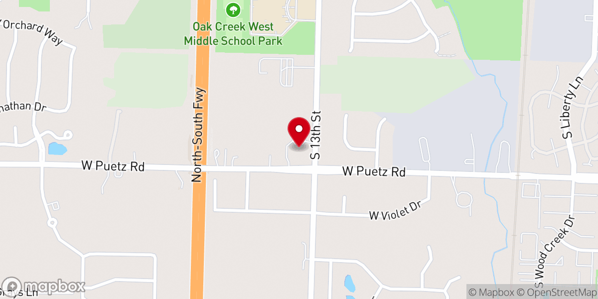 Map showing location of Oak Creek Community United Methodist Church
