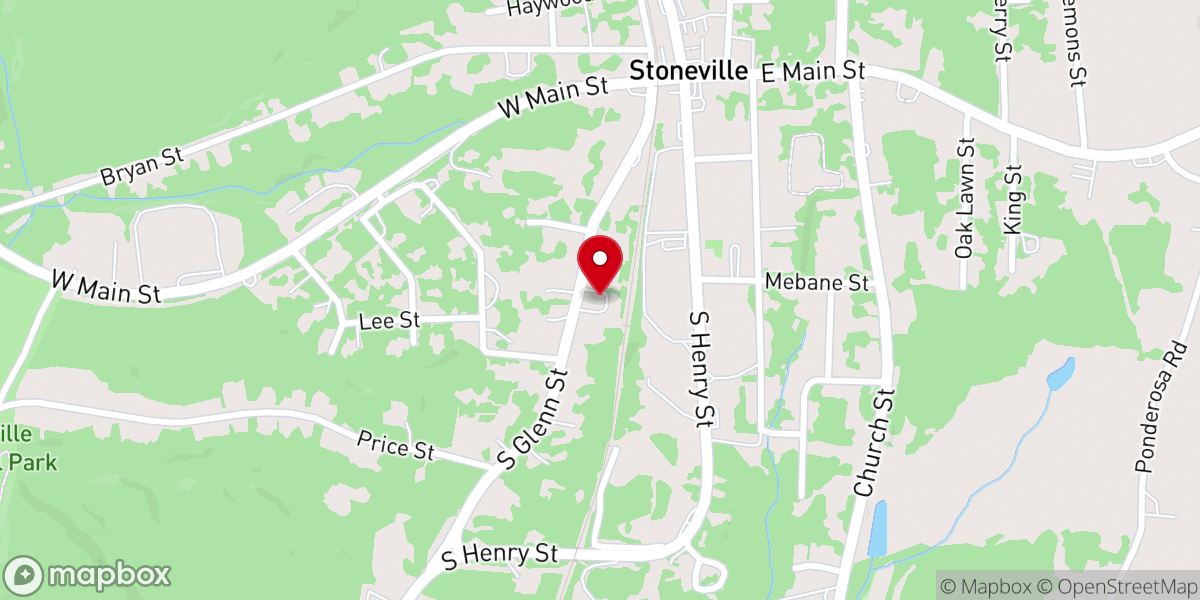 Map showing location of Stoneville Christian Church