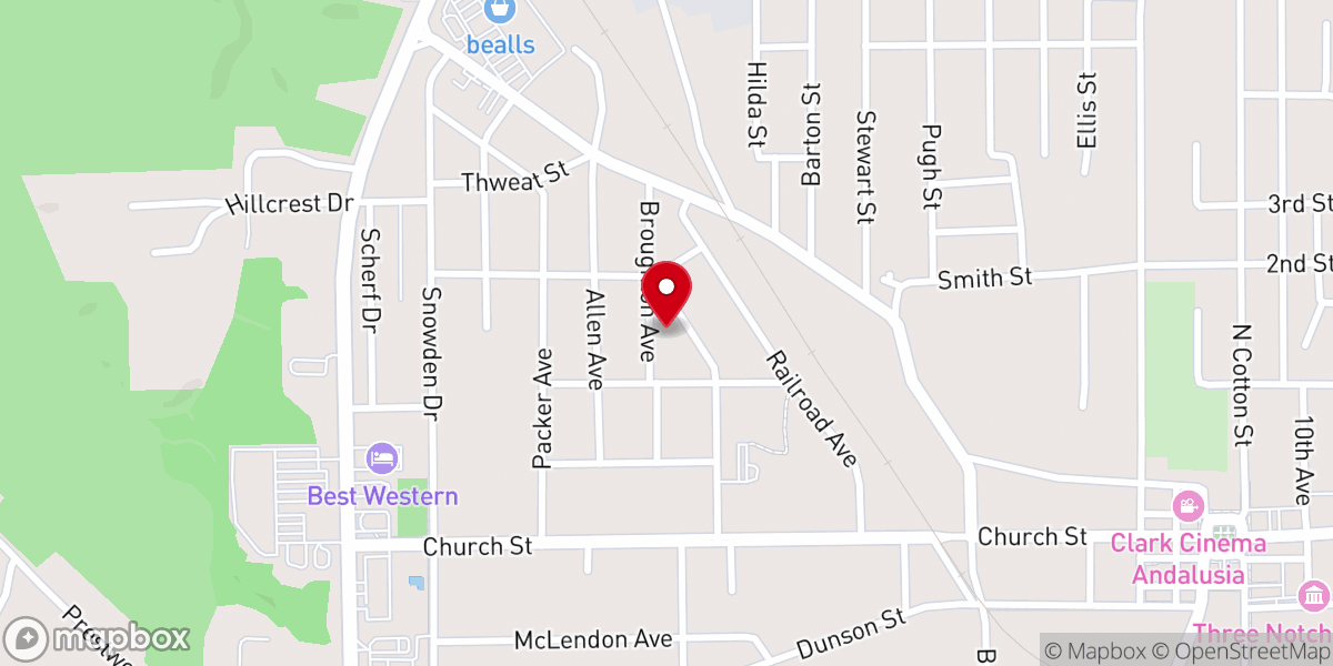 Map showing location of Victory Baptist Church