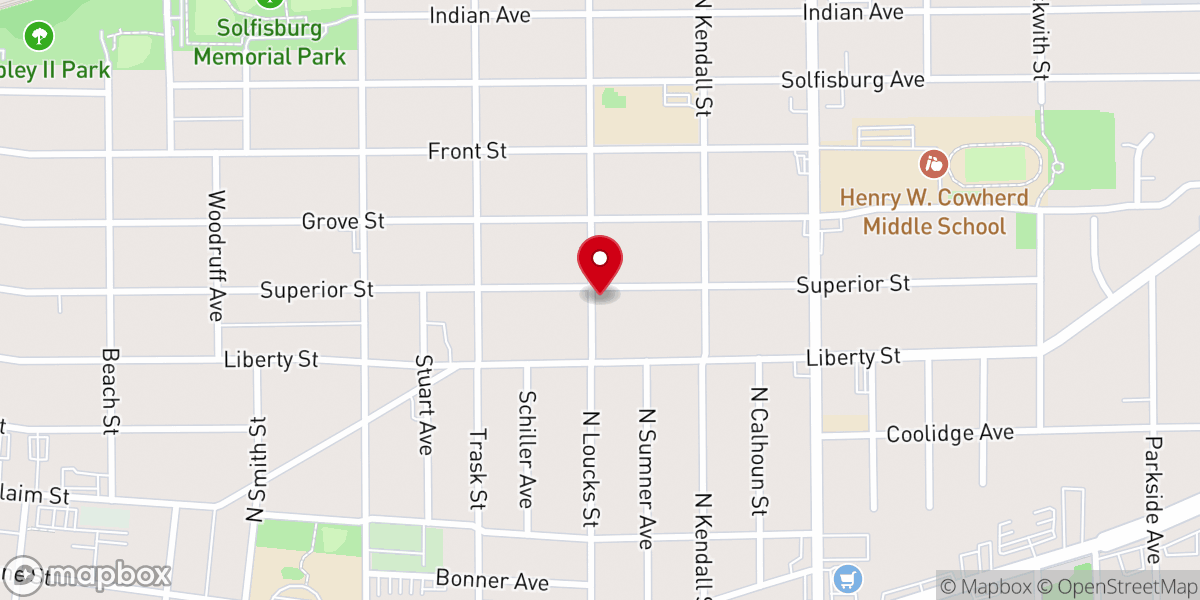 Map showing location of Second Presbyterian Church