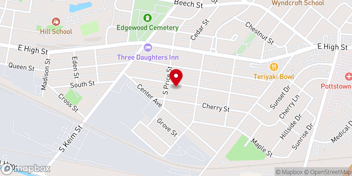 Map showing location of Mision Cristiana Elim Pottstown
