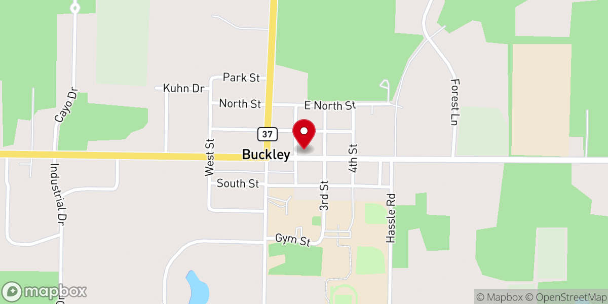 Map showing location of Buckley Food Pantry
