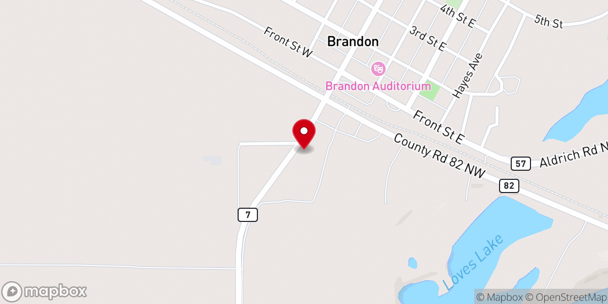 Map showing location of Chippewa Lutheran Church