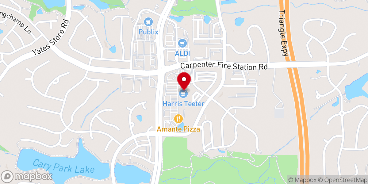 Map showing location of Cary Park Town Center