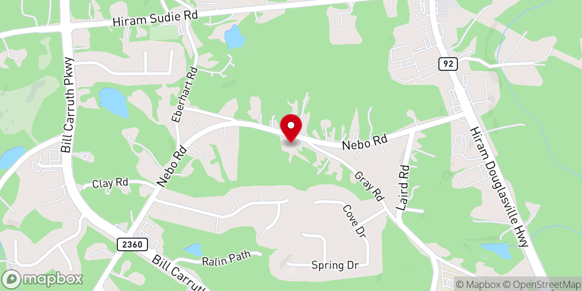 Map showing location of Hiram Church of Christ