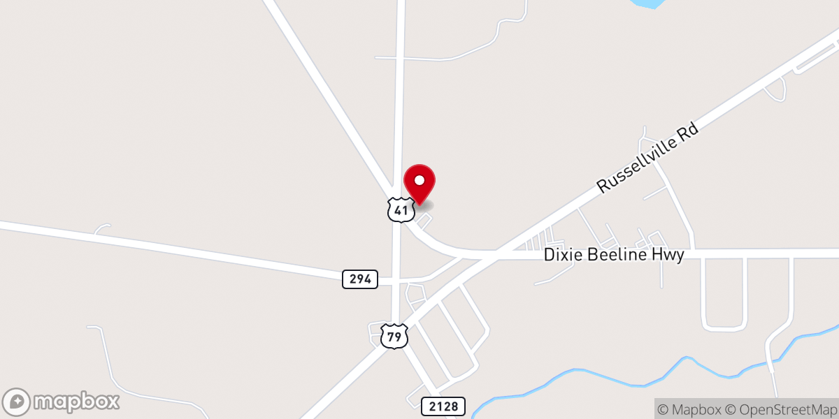 Map showing location of Tiny Town Baptist Church