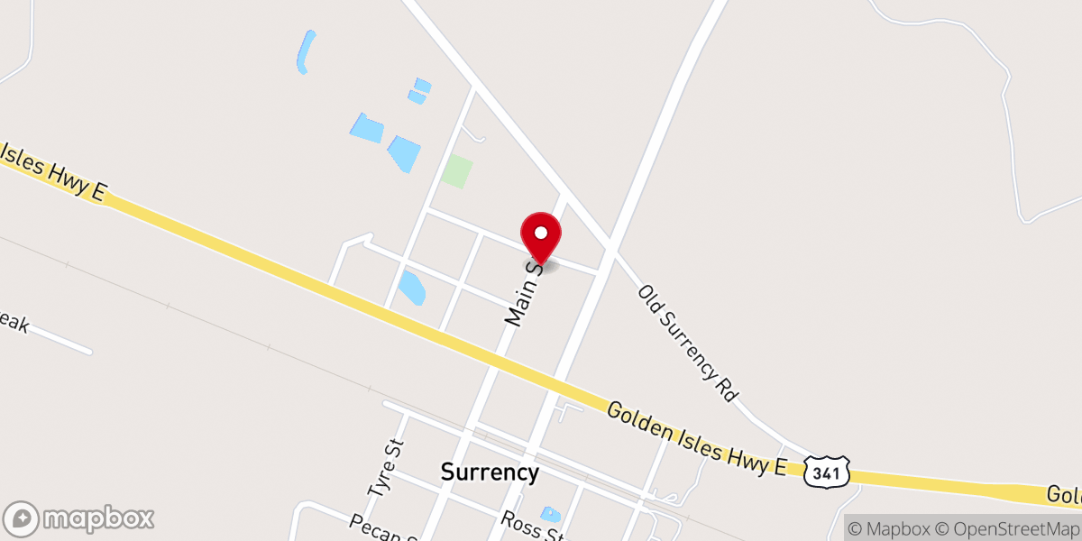 Map showing location of Surrency Missionary Baptist Church