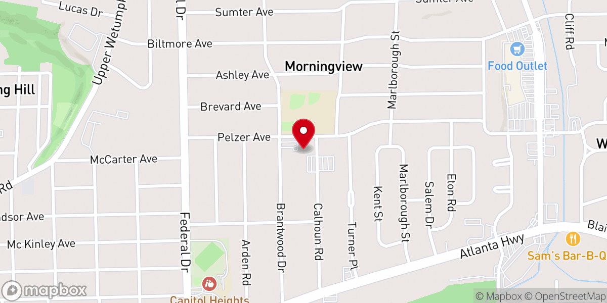 Map showing location of Morningview Baptist Church