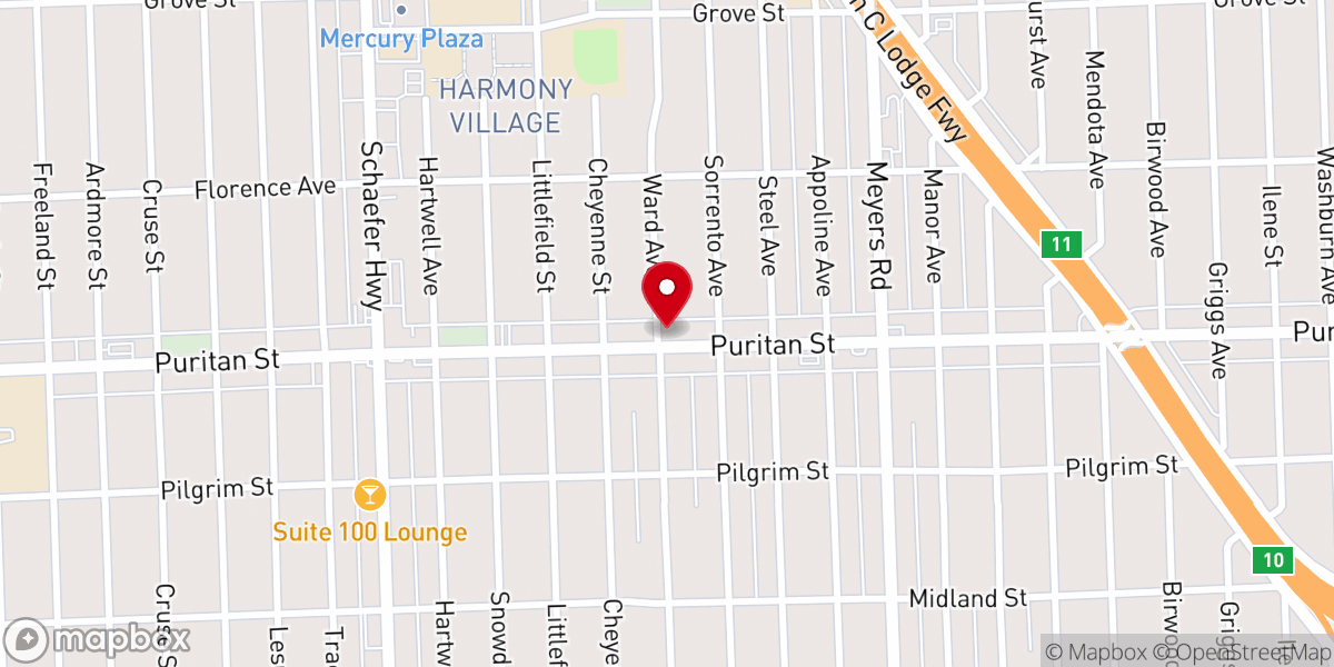 Map showing location of Detroit Center Seventh-day Adventist Church