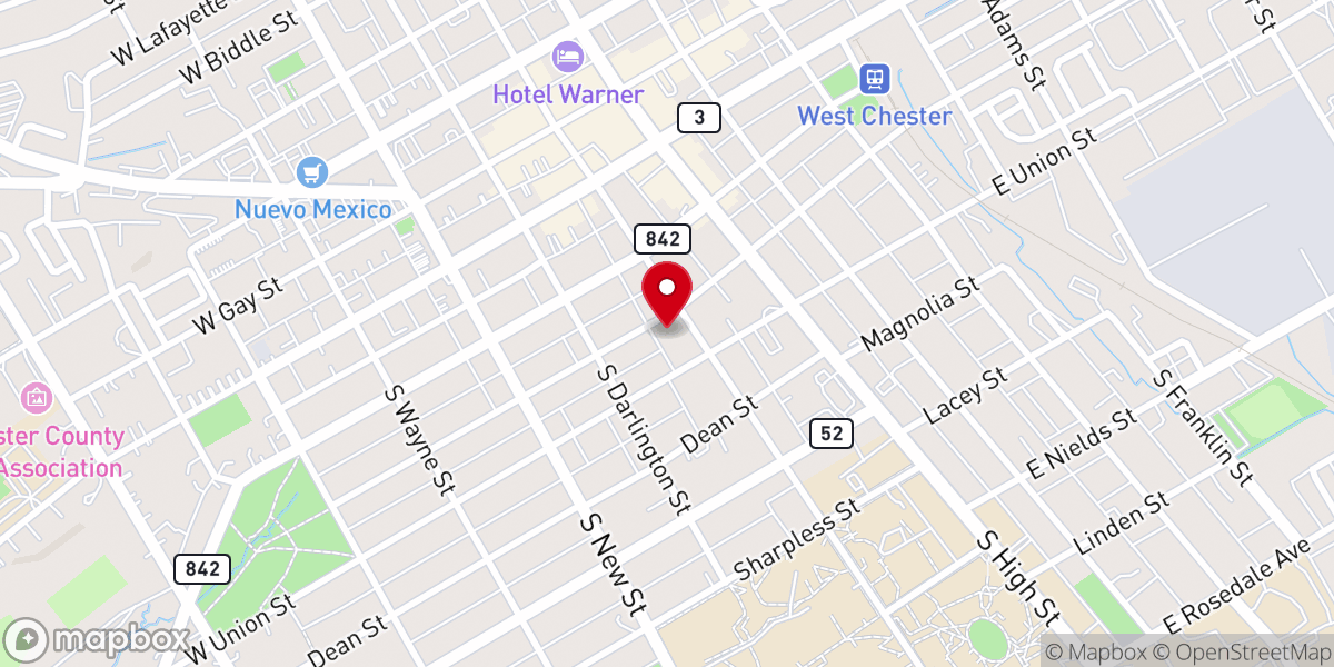 Map showing location of Christ Church West Chester