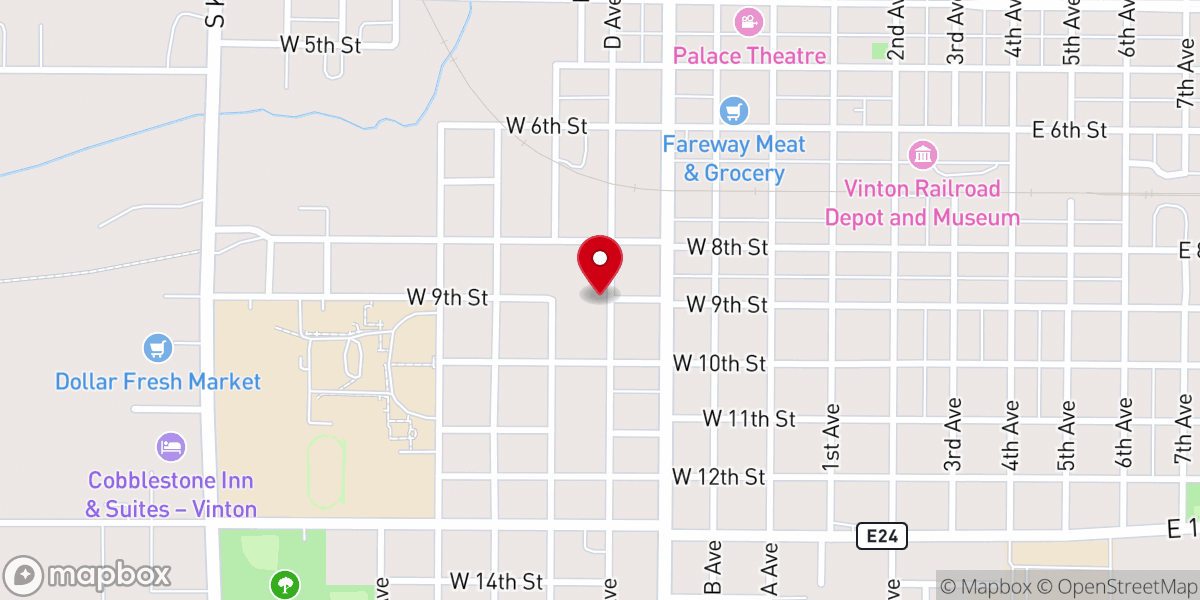 Map showing location of Cornerstone Baptist Church