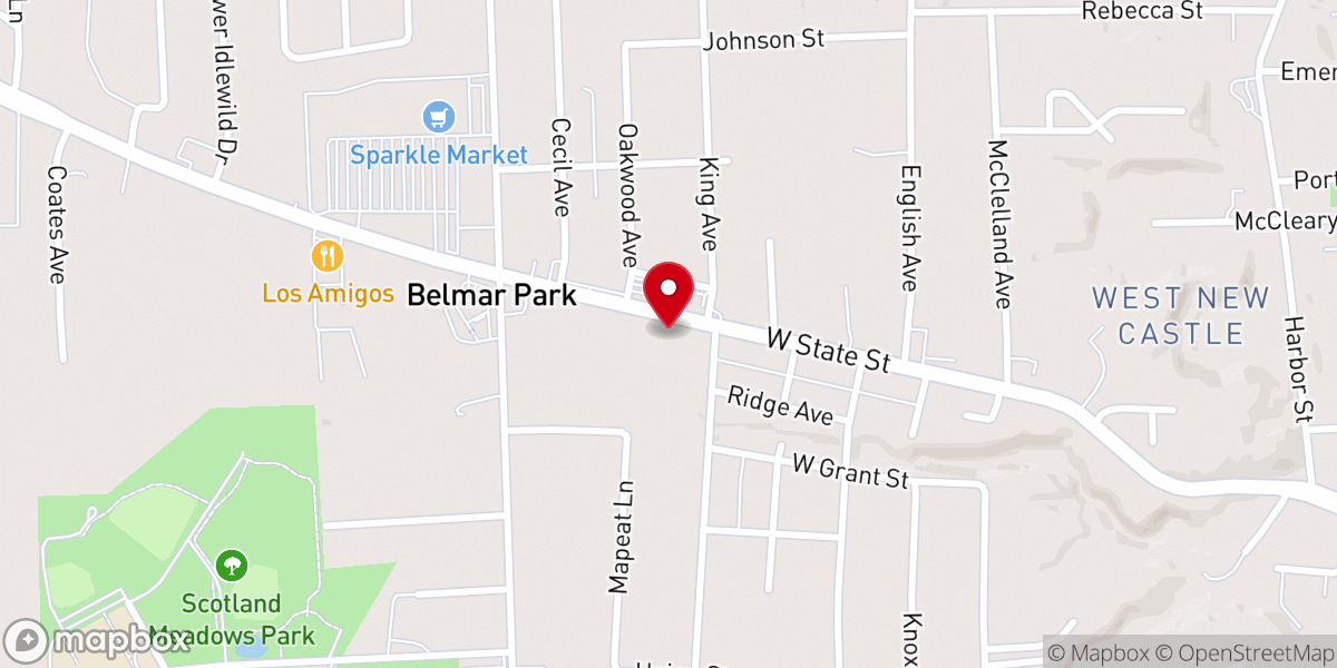 Map showing location of New Castle Church of Christ