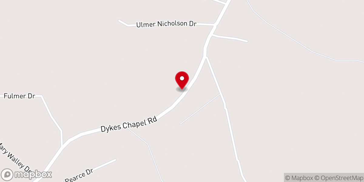 Map showing location of Dykes Chapel Baptist Church