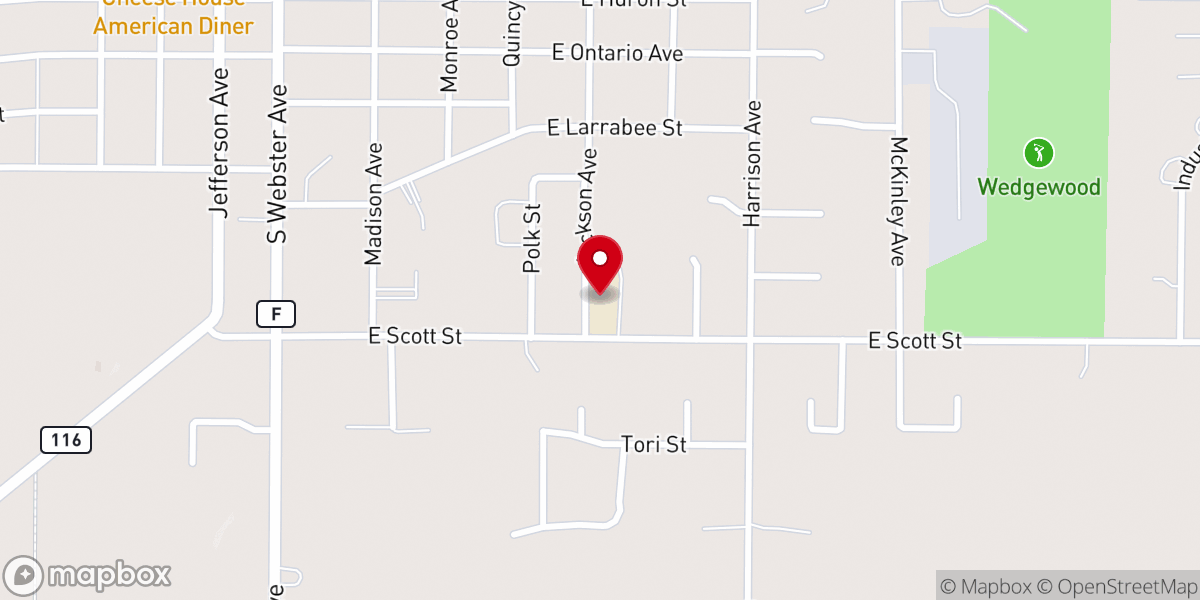 Map showing location of Grace Lutheran Church