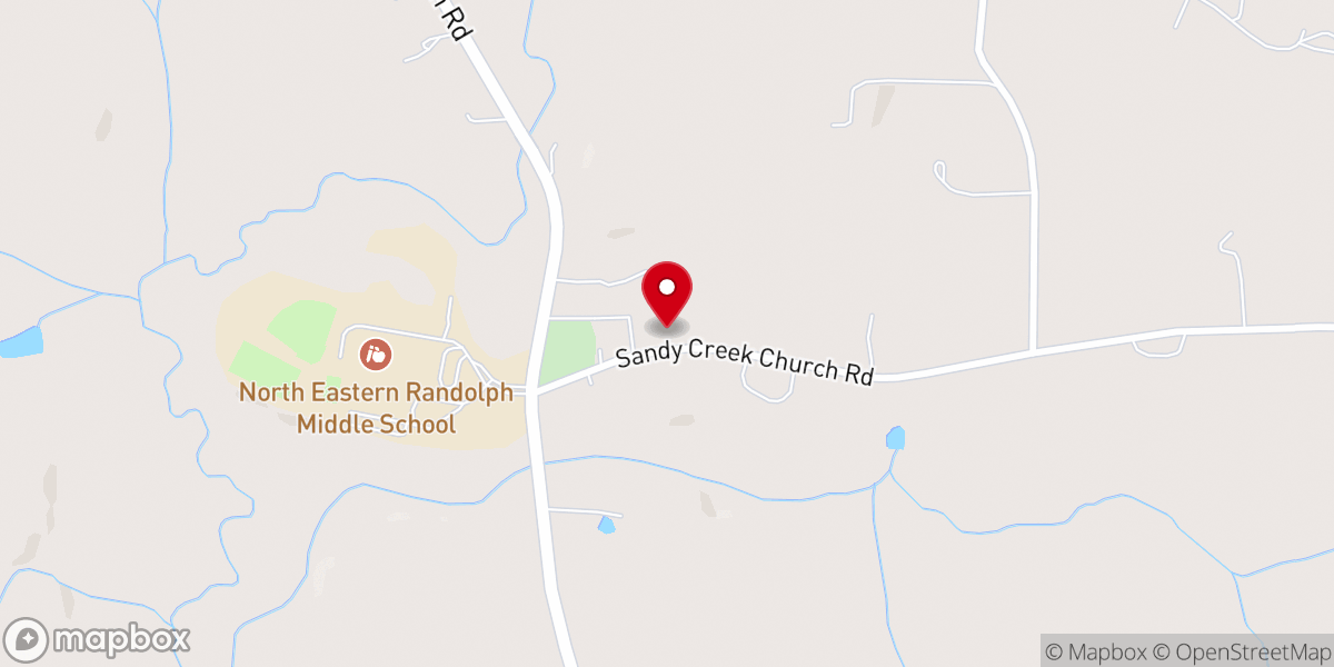 Map showing location of Sandy Creek Primitive Baptist Church