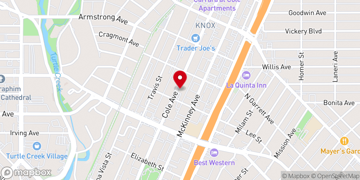 Map showing location of Trinity Church Dallas