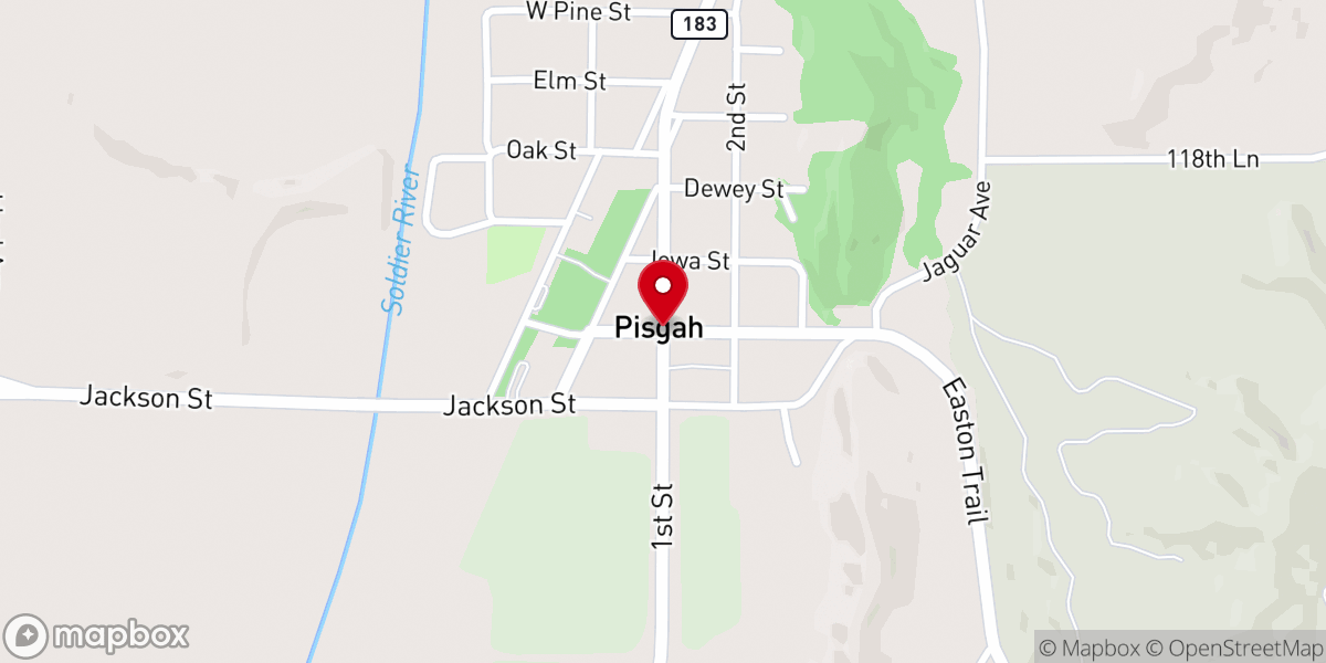 Map showing location of Pisgah