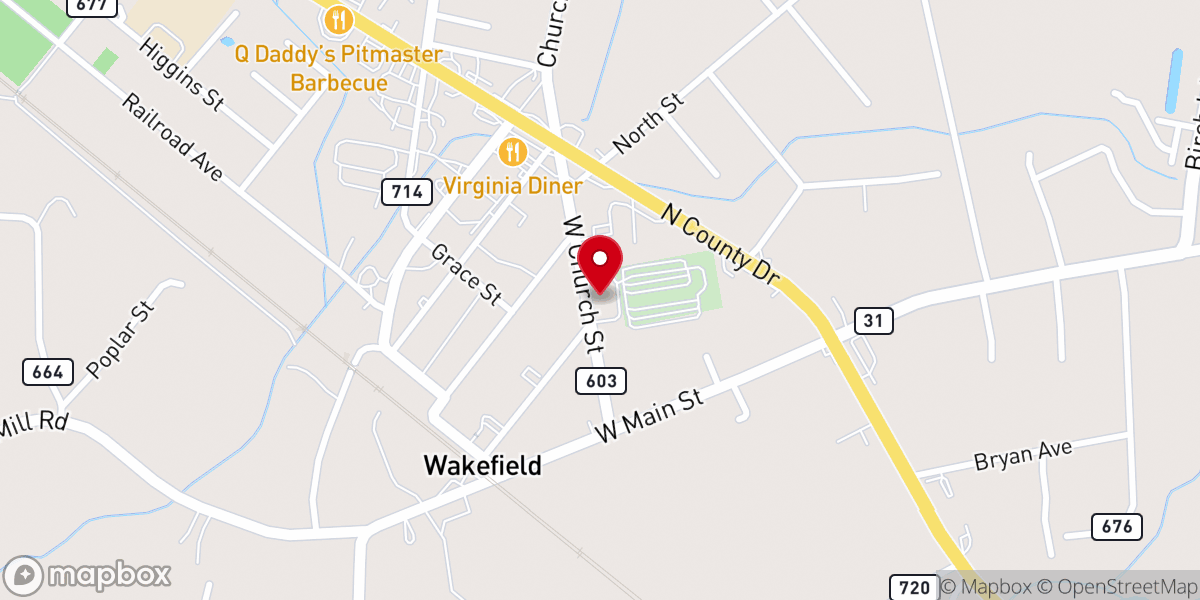 Map showing location of Wakefield United Methodist Church