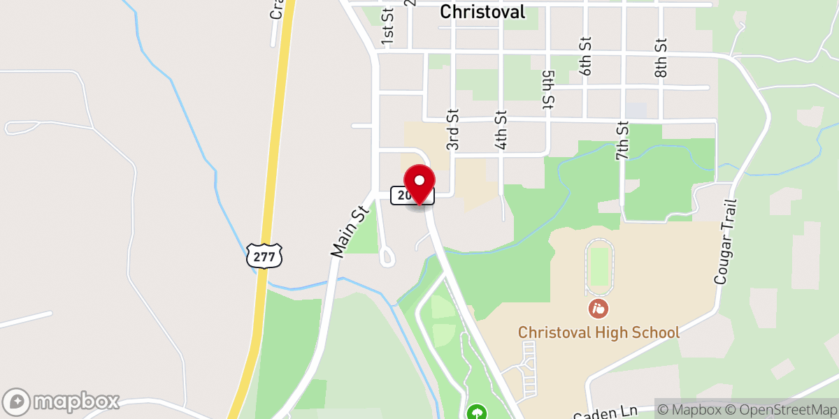 Map showing location of Christoval Baptist Church