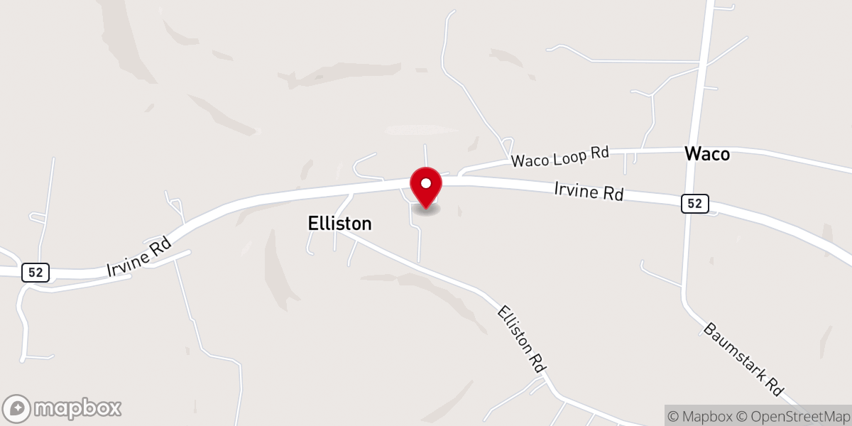 Map showing location of Waco Baptist Church