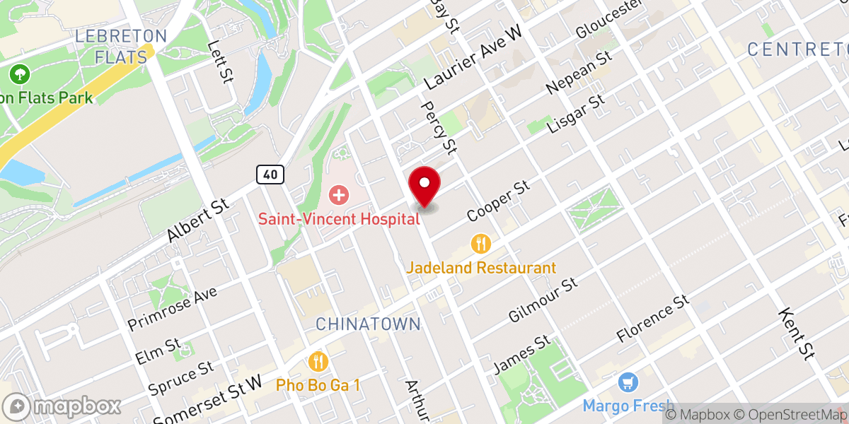 Map showing location of Ottawa Karen Christian Fellowship Church